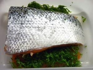 Salmon and dill layers